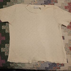 Alfred Dunner Cream Crew Neck Sweater